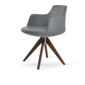 Soho Concept Dervish Pyramid Swivel Dining Armchair - Stylish Leatherette Chair In Soft Natural, Ash, Black Finish Grey,Walnut  Soho-concept-dining-chair-02348