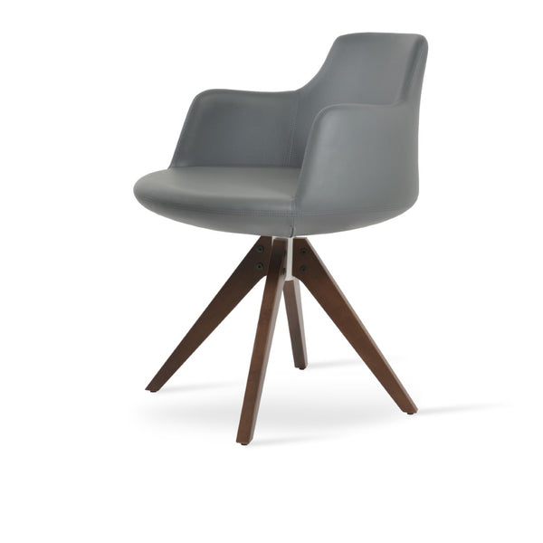 Soho Concept Dervish Pyramid Swivel Dining Armchair - Stylish Leatherette Chair In Soft Natural, Ash, Black Finish Grey,Walnut  Soho-concept-dining-chair-02348