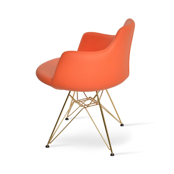 Soho Concept Dervish Tower Armchair - Stylish Soft White Leatherette Dining Chair With Gold Base Upgrade, 2-year Guarantee Orange,Gold,Brass  Soho-concept-dining-chair-02354