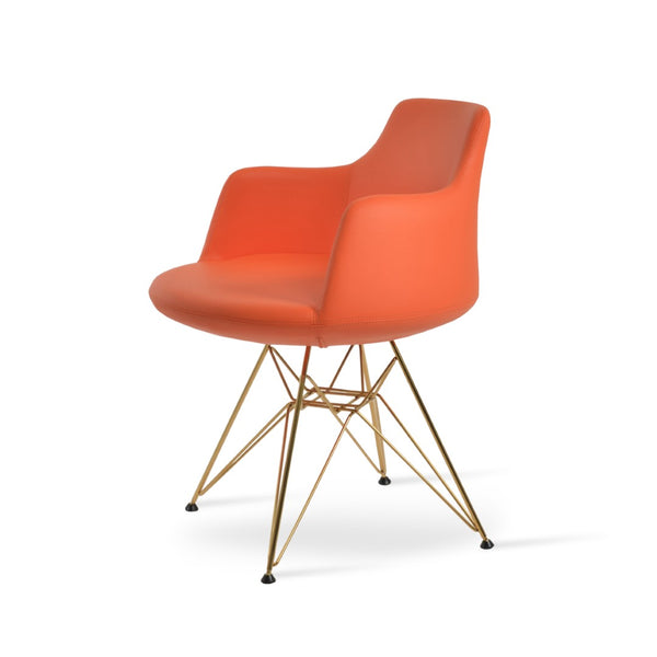 Soho Concept Dervish Tower Armchair - Stylish Soft White Leatherette Dining Chair With Gold Base Upgrade, 2-year Guarantee Orange,Gold,Brass  Soho-concept-dining-chair-02354