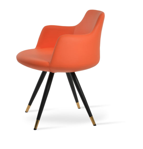 Soho Concept Dervish Star Armchair - Stylish Leatherette Dining Chair In Soft Orange, Black, Gold & Brass Finishes Orange,Black,Gold,Brass  Soho-concept-dining-chair-02355