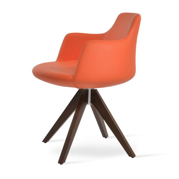 Soho Concept Dervish Pyramid Swivel Dining Armchair - Stylish Leatherette Chair In Soft Natural, Ash, Black Finish Orange,Walnut  Soho-concept-dining-chair-02356