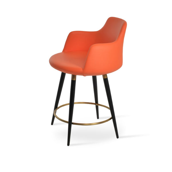 Soho Concept Dervish Large Ana Bar & Counter Stools - Stylish Metal Base, Soft Leatherette, 2-year Guarantee Orange,Black,Gold  Soho-concept-dining-chair-07872