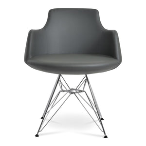 Soho Concept Dervish Tower Armchair - Stylish Soft White Leatherette Dining Chair With Gold Base Upgrade, 2-year Guarantee Chrome,Grey  Soho-concept-dining-chair-02361