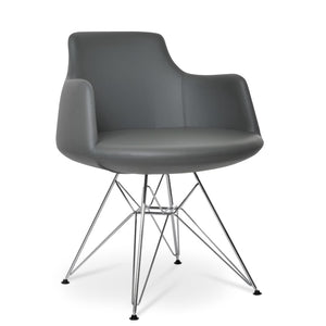 Soho Concept Dervish Tower Armchair - Stylish Soft White Leatherette Dining Chair With Gold Base Upgrade, 2-year Guarantee Chrome,Grey  Soho-concept-dining-chair-02361