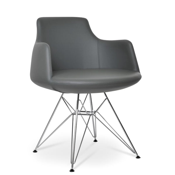 Soho Concept Dervish Tower Armchair - Stylish Soft White Leatherette Dining Chair With Gold Base Upgrade, 2-year Guarantee Chrome,Grey  Soho-concept-dining-chair-02361