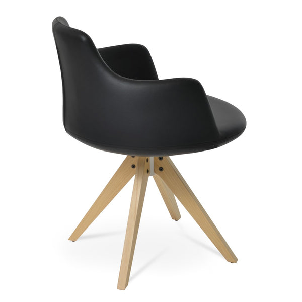Soho Concept Dervish Pyramid Swivel Dining Armchair - Stylish Leatherette Chair In Soft Natural, Ash, Black Finish Natural,Ash,Black  Soho-concept-dining-chair-02304