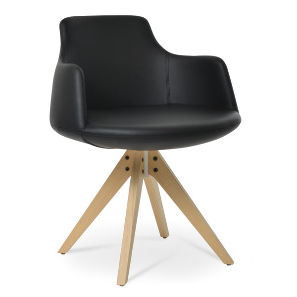 Soho Concept Dervish Pyramid Swivel Dining Armchair - Stylish Leatherette Chair In Soft Natural, Ash, Black Finish Natural,Ash,Black  Soho-concept-dining-chair-02304