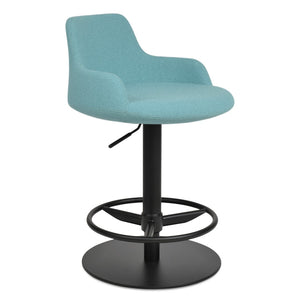 Soho Concept Dervish Piston Stool With Full Footrest - Adjustable Camira Yoredale Fabric & Leather, 10-year Warranty Black,Green  Soho-concept-dining-chair-07873