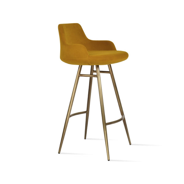 Soho Concept Dervish Galata Barstools & Counterstools - Stylish Upholstery, 10-year Guarantee, Made In Turkiye! Brass Steel Tubular Legs Soho-concept-dining-chair-07876