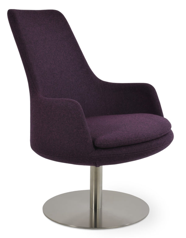 Soho Concept Dervish Lounge High Back Swivel Chair - Elegant Wool Fabric, 10-year Guarantee, Ergonomic Design Deep Maroon  Soho-concept-dining-chair-13036
