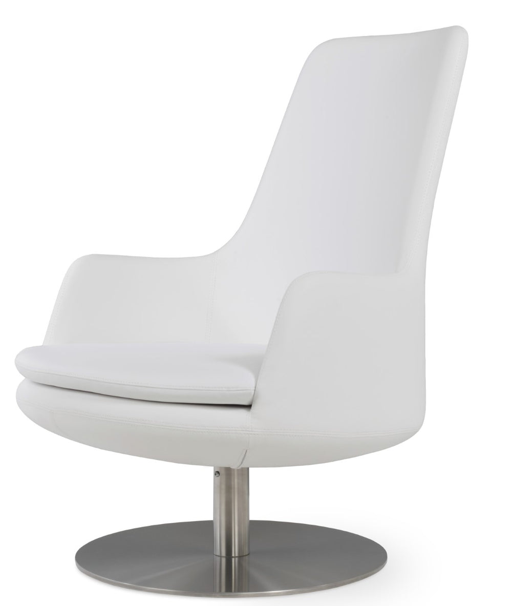 Soho Concept Dervish Lounge High Back Swivel Chair - Soft White Leatherette, 2-year Guarantee, Stylish Comfort White  Soho-concept-dining-chair-13032