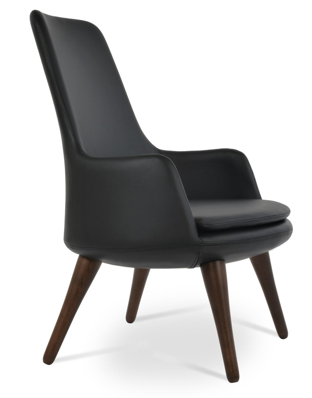 Soho Concept Dervish Lounge High Back Wood Chairs - Soft Leatherette, Solid Walnut Design, 2-year Guarantee Walnut,Black  Soho-concept-dining-chair-13031