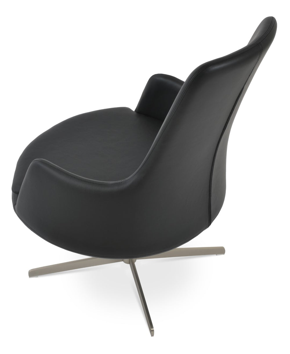 Soho Concept Dervish Lounge High Back Chair With 4-star Base - Soft Ppm-fr Leatherette, 2-year Warranty, Modern Design Black  Soho-concept-dining-chair-13034