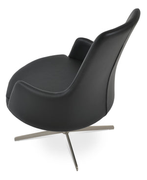 Soho Concept Dervish Lounge High Back Chair With 4-star Base - Soft Ppm-fr Leatherette, 2-year Warranty, Modern Design Black  Soho-concept-dining-chair-13034