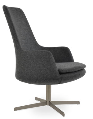 Soho Concept Dervish Lounge High Back Chair - Premium Camira Wool Fabric, 10-year Guarantee, Dark Grey Elegance Dark Grey  Soho-concept-dining-chair-13033