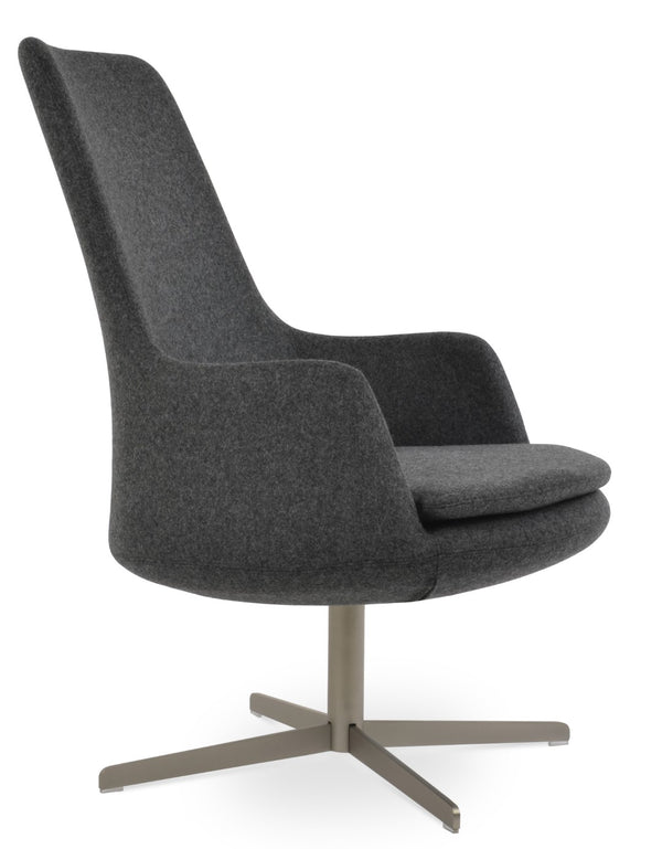Soho Concept Dervish Lounge High Back Chair - Premium Camira Wool Fabric, 10-year Guarantee, Dark Grey Elegance Dark Grey  Soho-concept-dining-chair-13033