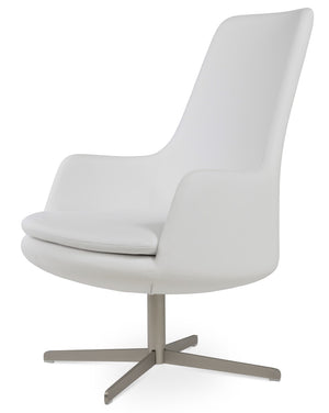 Soho Concept Dervish Lounge High Back Chair With 4-star Base - Soft Ppm-fr Leatherette, 2-year Warranty, Modern Design White  Soho-concept-dining-chair-13026