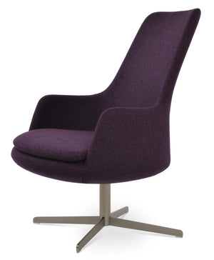 Soho Concept Dervish Lounge High Back Chair With 4 Star Base, Wool Fabrics, 10-year Guarantee, Deep Maroon Elegance Deep Maroon  Soho-concept-dining-chair-13025