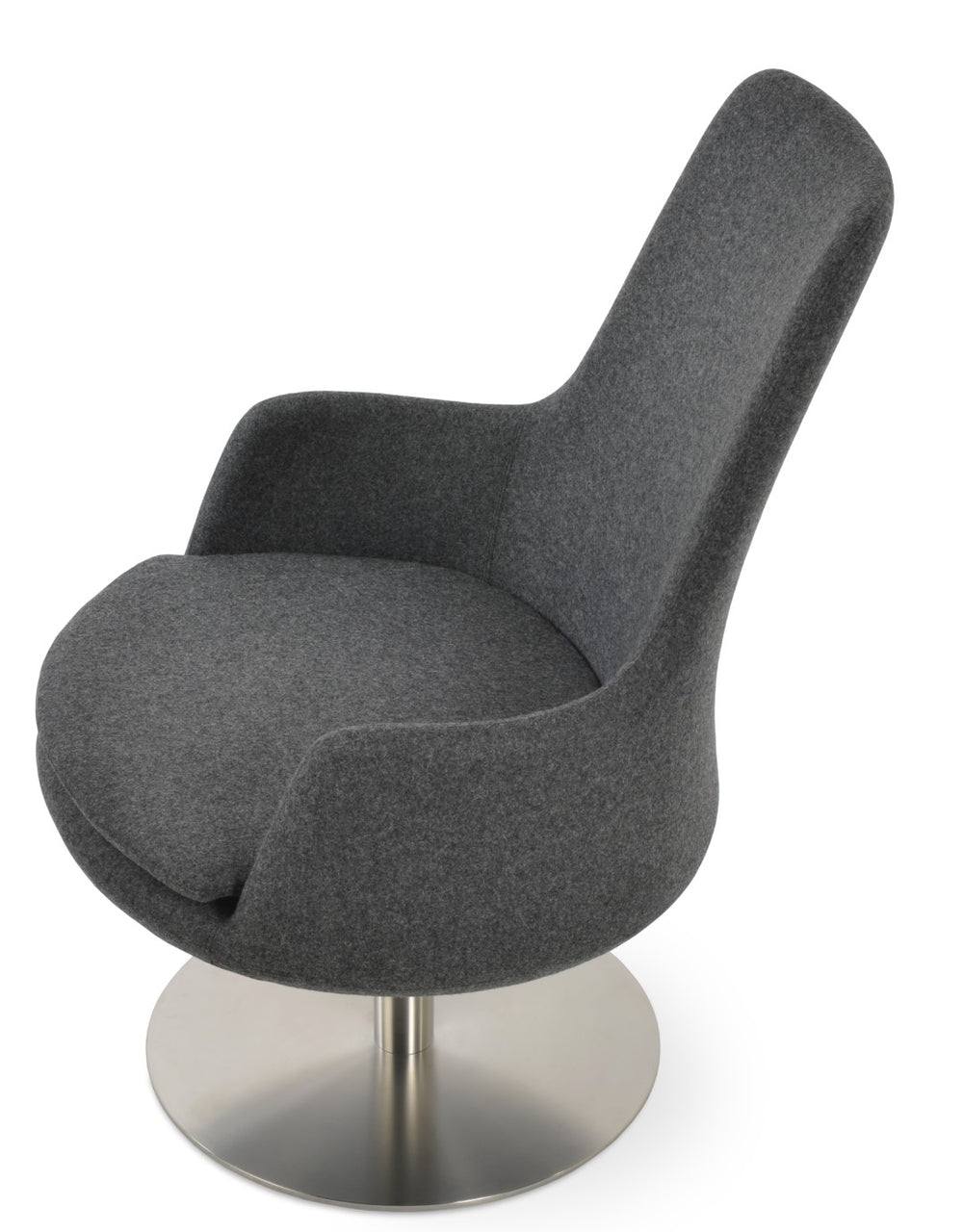 Soho Concept Dervish Lounge High Back Swivel Chair - Luxury Wool Fabric, 10-year Warranty, Modern Design & Comfort Dark Grey  Soho-concept-dining-chair-13027