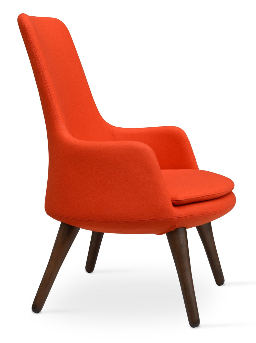 Soho Concept Dervish Lounge High Back Chair In Walnut & Orange | Premium Wool Fabrics | 10-year Guarantee Walnut,Orange  Soho-concept-dining-chair-13042