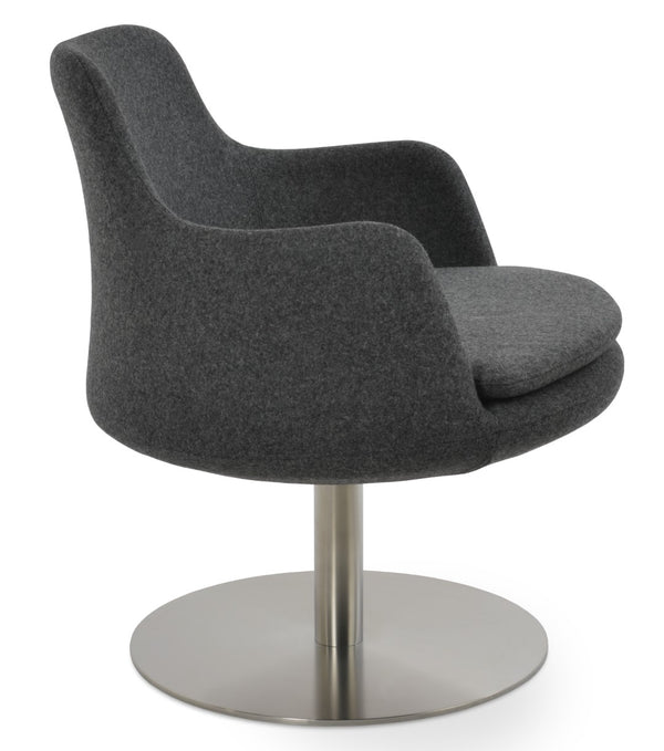 Soho Concept Dervish Lounge Armchair Swivel Round In Deep Maroon - Luxurious Wool Fabrics With 10-year Guarantee Dark Grey  Soho-concept-dining-chair-13061