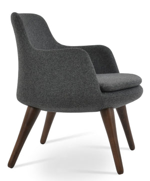 Soho Concept Dervish Lounge Armchair - Stylish Walnut Frame, Cozy Wool Fabric & 10-year Guarantee, Dark Grey Walnut,Dark Grey  Soho-concept-dining-chair-13062