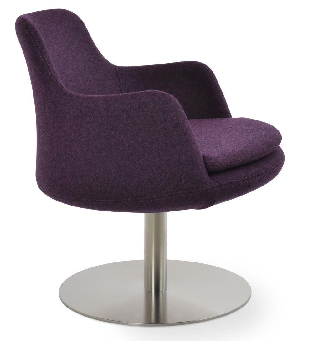 Soho Concept Dervish Lounge Armchair Swivel Round In Deep Maroon - Luxurious Wool Fabrics With 10-year Guarantee Deep Maroon  Soho-concept-dining-chair-13059