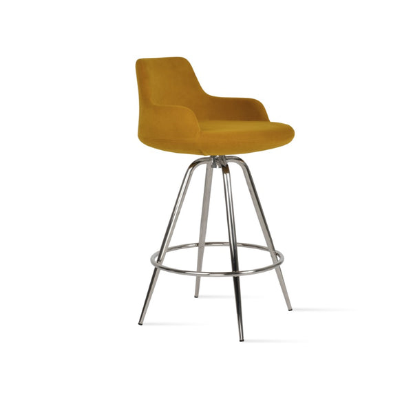 Soho Concept Dervish Max Barstools & Counterstools – Stylish Swivel Seating In Boucle, Velvet & Nubuck Fabrics Chrome Steel Tubular Legs Black ,S.Steel ,Walnut Finish Soho-concept-dining-chair-07880