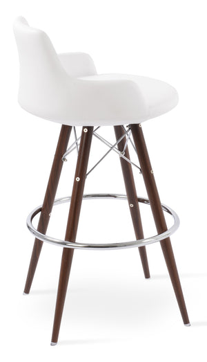 Soho Concept Dervish Mw Counter & Bar Stools - Stylish Leatherette, Memory Swivel, 2-year Guarantee, Durable Design Walnut,White  Soho-concept-dining-chair-07888