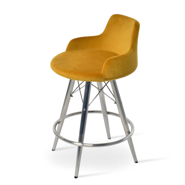 Soho Concept Dervish Stylish Barstools & Counterstools In Boucle, Velvet, Nubuck - 10-year Guarantee & Swivel! Stainless Steel Tumeric  Soho-concept-dining-chair-07897