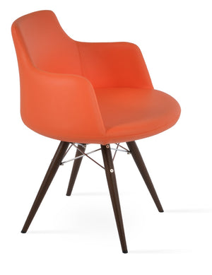 Soho Concept Dervish Elegant Dining Armchair In Soft Green Leatherette - 2-year Guarantee, Modern Comfort! Walnut,Orange  Soho-concept-dining-chair-02389
