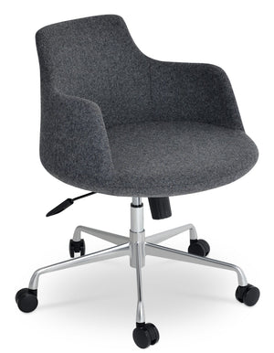 Soho Concept Dervish Arm Office Chair & Dining Chair - Premium Wool Fabric, 10-year Guarantee, Dark Grey Design Dark Grey  Soho-concept-dining-chair-02396