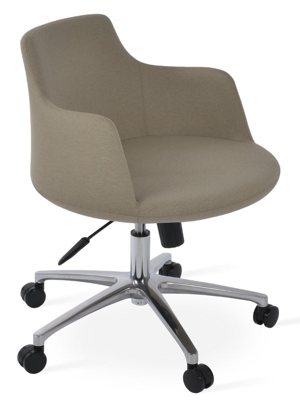 Soho Concept Dervish Round Swivel Armchair In Luxurious Fabrics – Boucle, Velvet & Nubuck – 10-year Guarantee Beige Beige  Soho-concept-dining-chair-11754