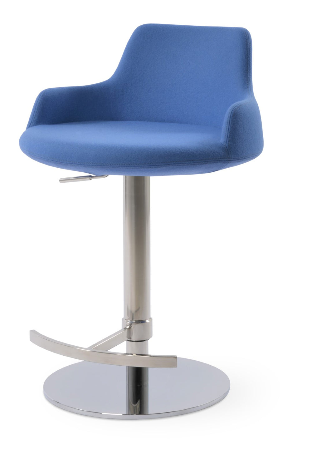 Soho Concept Dervish Piston Barstools & Counterstools - Ergonomic Design, Stylish Boucle Fabric, 10-year Warranty Polished Steel Skyblue  Soho-concept-dining-chair-07927