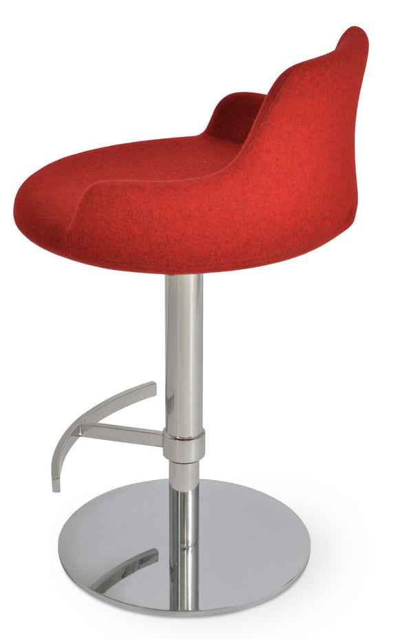 Soho Concept Dervish Adjustable Barstools & Counterstools In Camira Wool With Polished Steel Base For Comfort Polished Steel  Soho-concept-dining-chair-07909