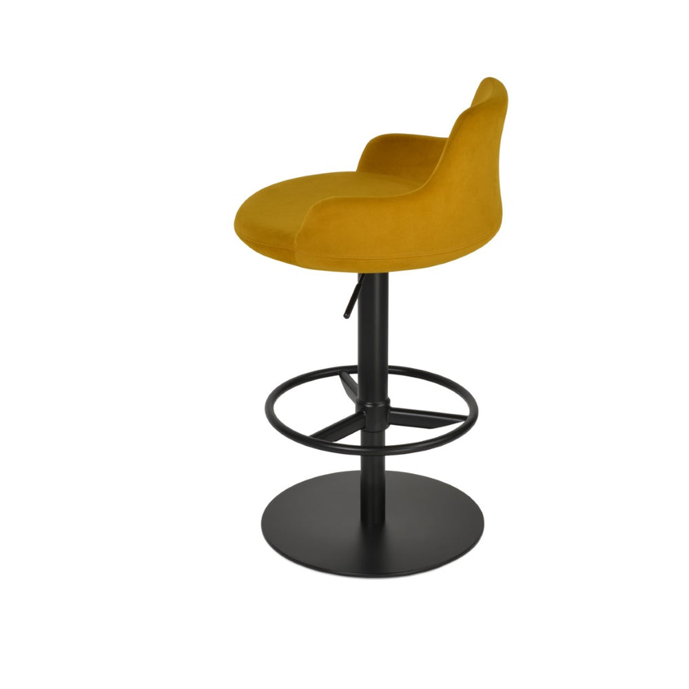 Soho Concept Dervish Adjustable Piston Stool With Full Footrest - Stylish Barstools In Boucle, Velvet, Nubuck Fabrics Black  Soho-concept-dining-chair-07910