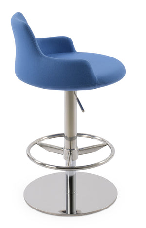Soho Concept Dervish Piston Barstools & Counterstools - Adjustable Wool & Boucle Fabric, 10-year Guarantee, Dark Grey Polished Steel Skyblue  Soho-concept-dining-chair-07917