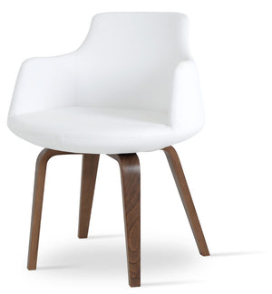 Soho Concept Dervish Plywood Armchair Dining Chair - Stylish Leatherette, Soft Walnut Finish, 2-year Guarantee! Walnut,White  Soho-concept-dining-chair-02413