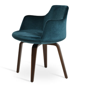 Soho Concept Dervish Plywood Armchair Dining Chair In Turquoise & Natural - Luxurious Fabrics, 10-year Guarantee Walnut,Green  Soho-concept-dining-chair-02400