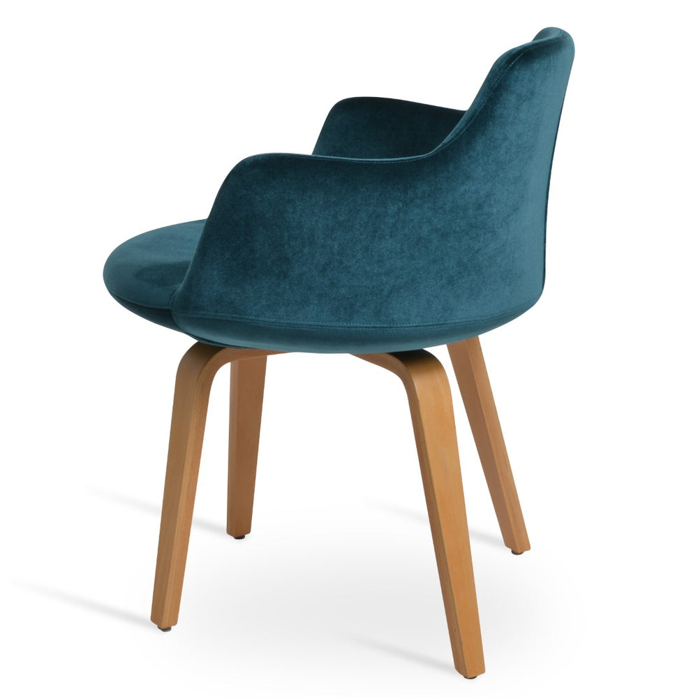 Soho Concept Dervish Plywood Armchair Dining Chair In Turquoise & Natural - Luxurious Fabrics, 10-year Guarantee   Soho-concept-dining-chair-02593