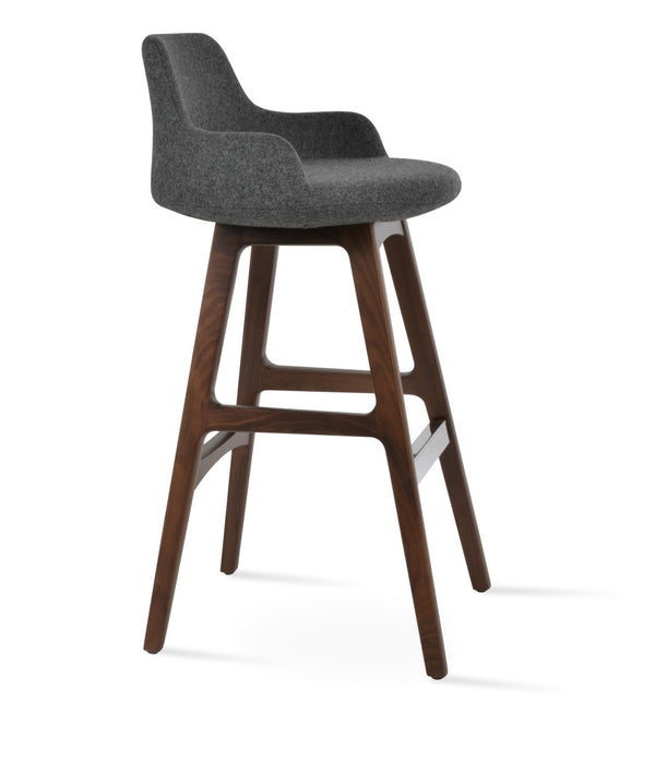Soho Concept Dervish Pr-wood Barstools & Counterstools - Ergonomic Design, Camira Wool, 10-year Guarantee, Dark Grey Walnut,Dark Grey  Soho-concept-dining-chair-06694
