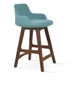 Soho Concept Dervish Barstools & Counterstools – Elegant Solid Wood, 10-year Guarantee, Boucle Fabric & Leather Walnut,Green  Soho-concept-dining-chair-07931