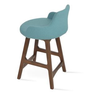 Soho Concept Dervish Barstools & Counterstools – Elegant Solid Wood, 10-year Guarantee, Boucle Fabric & Leather Walnut,Green  Soho-concept-dining-chair-06693