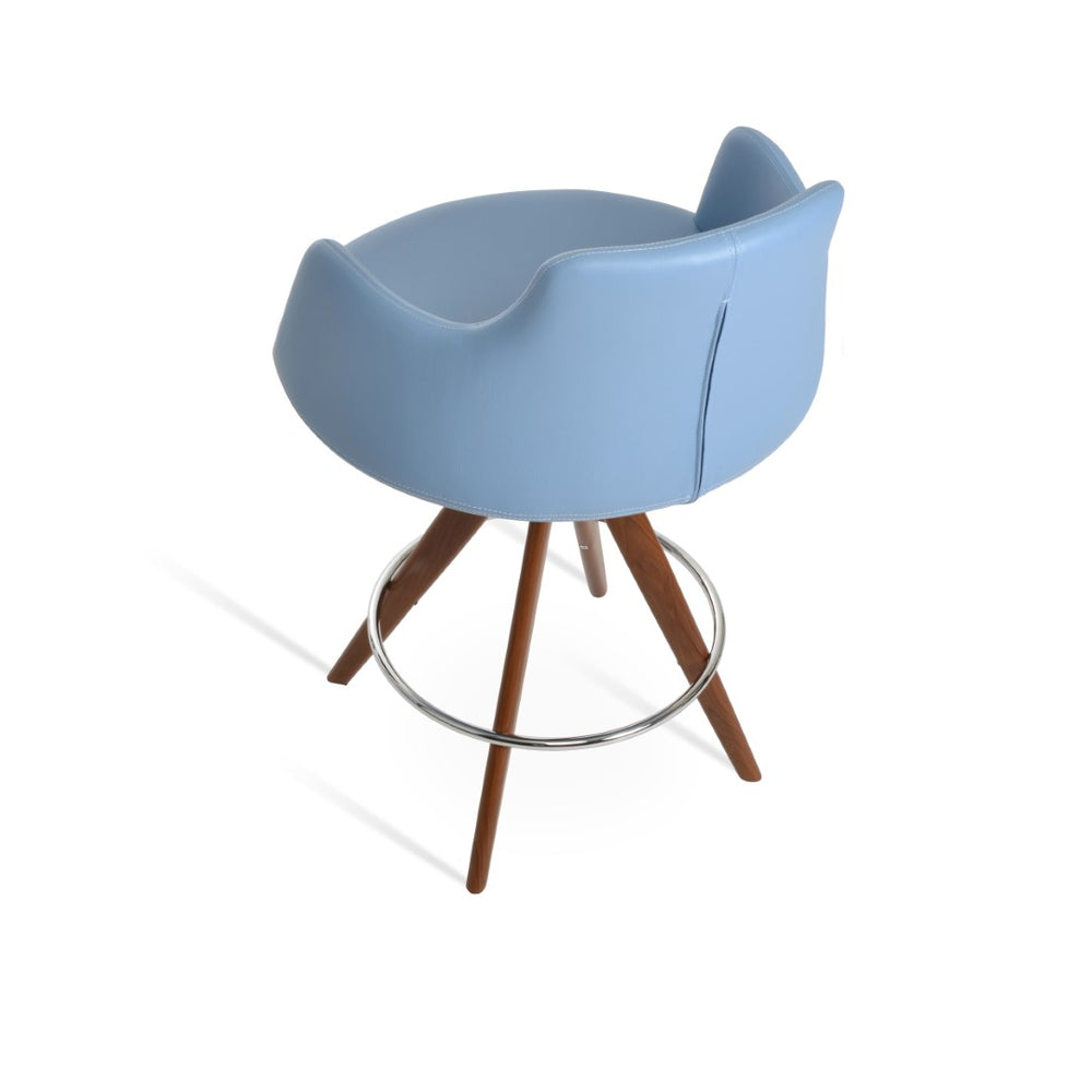 Soho Concept Dervish Stylish Pyramid Barstools & Counterstools – Ergonomic Design, 2-year Guarantee, Leatherette Walnut,Blue  Soho-concept-dining-chair-06700