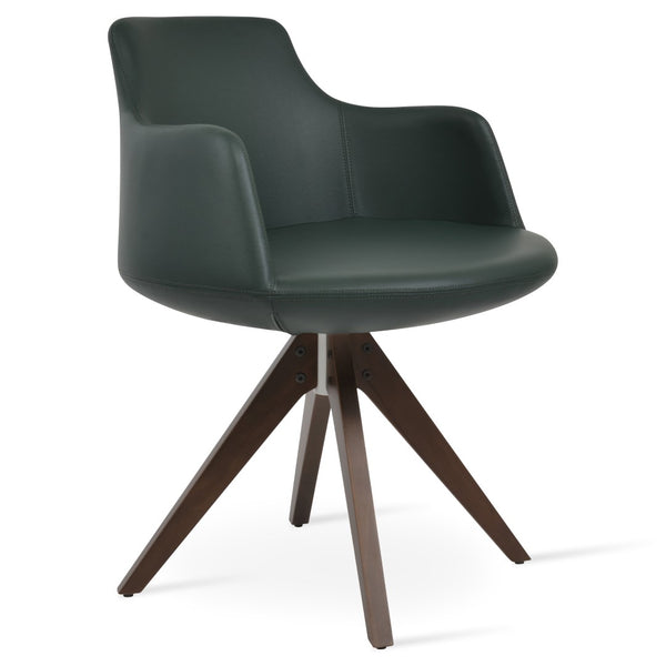 Soho Concept Dervish Pyramid Swivel Dining Armchair - Stylish Leatherette Chair In Soft Natural, Ash, Black Finish Green  Soho-concept-dining-chair-02415