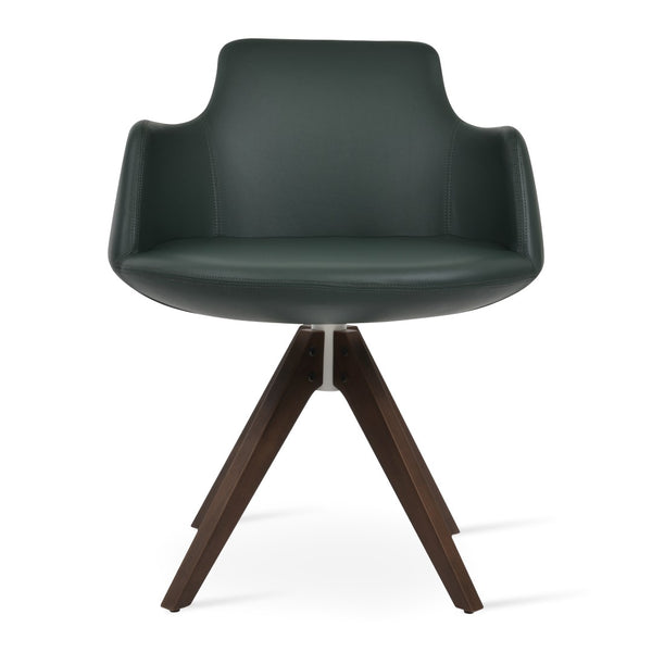 Soho Concept Dervish Pyramid Swivel Dining Armchair - Stylish Leatherette Chair In Soft Natural, Ash, Black Finish Green  Soho-concept-dining-chair-02414