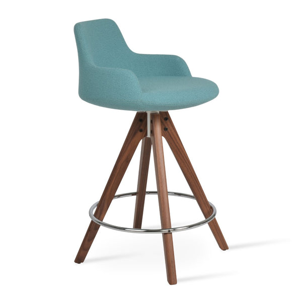 Soho Concept Dervish Pyramid Wood Barstools & Counterstools - Premium Upholstery, 10-year Guarantee, Elegant Design Walnut,Green  Soho-concept-dining-chair-07942