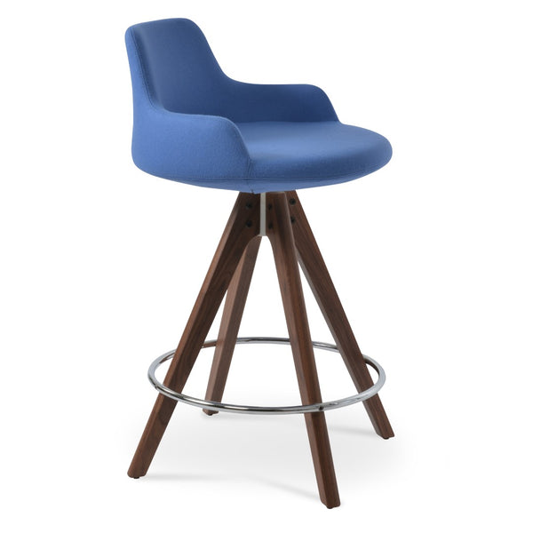 Soho Concept Dervish Pyramid Wood Barstools & Counterstools - Stylish Swivel Seats In Durable Camira Wool Fabric Walnut  Soho-concept-dining-chair-07941