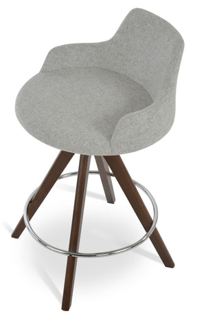 Soho Concept Dervish Pyramid Barstools & Counterstools - Premium Camira Wool, 10-year Guarantee, Stylish Design Walnut,Silver  Soho-concept-dining-chair-07936